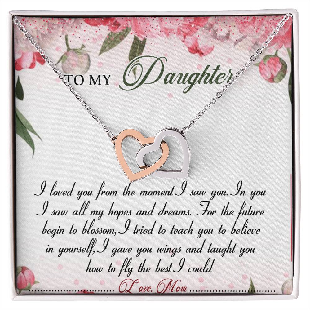 To My Daughter Interlocking Hearts Necklace Message Card