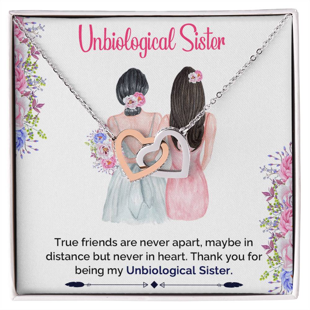 Unbiological Sister Interlocking Hearts Necklace - Best Friend Soul Sister Necklace Bridesmaid Gift
