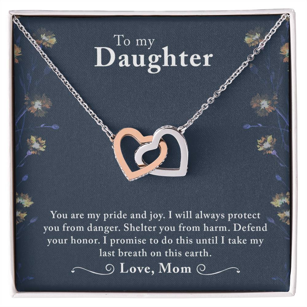To My Daughter Interlocking Hearts Necklace Message Card
