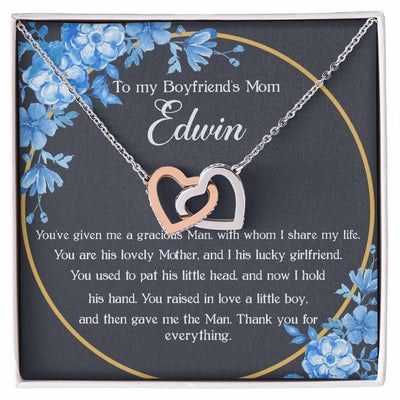 Personalized Boyfriends Mom Necklace Gift Boyfriends Mom Mother'S Day Gift Boyfriend Mom Birthday Gift Custom Name Interlock Heart Necklace Interlocking Hearts Necklace