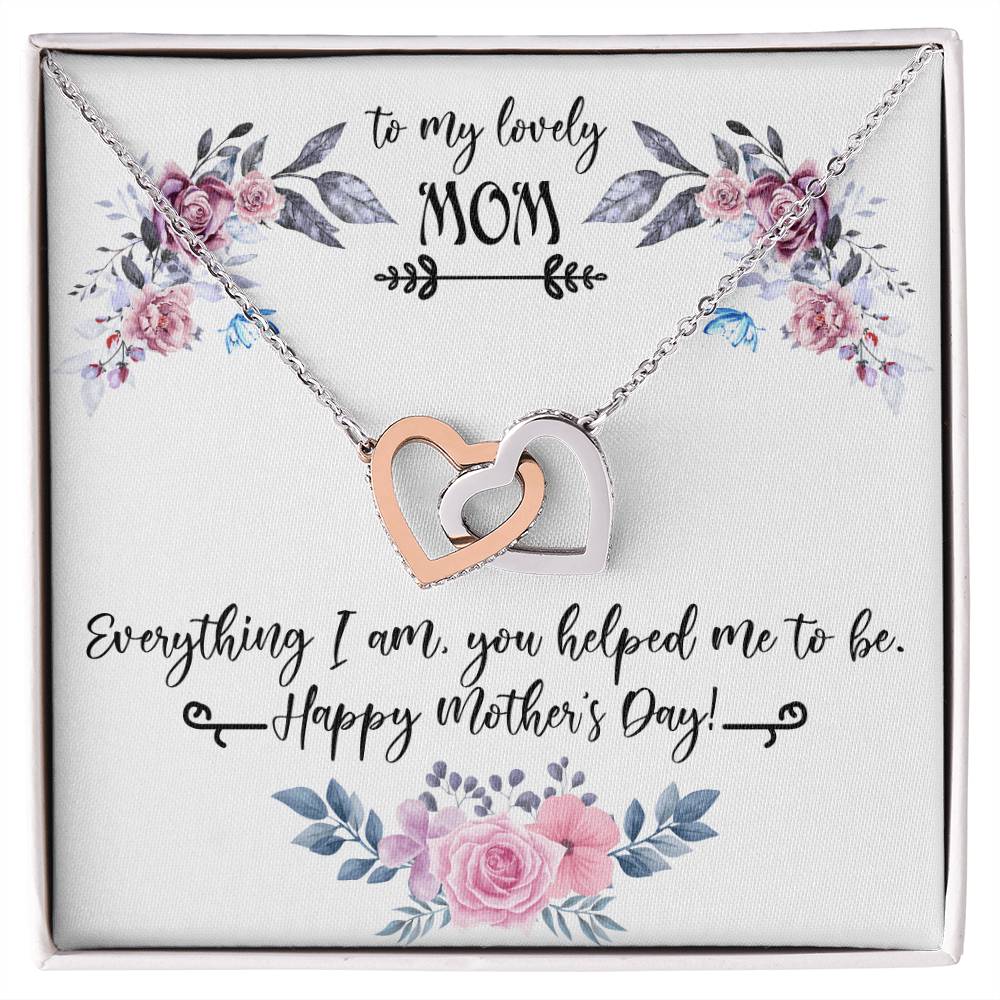 Gift For Mom For Mother&#39;S Day Two Hearts Embellished With Cubic Zirconia Stones Mom Gift Idea To My Mother Mom Birthday Unique Love Message Interlocking Hearts Necklace