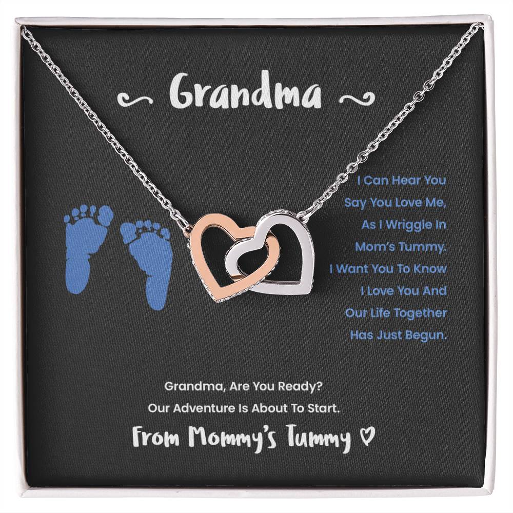 Grandma I Can Hear You Say You Love Me - Blue Version Interlocking Hearts Necklace
