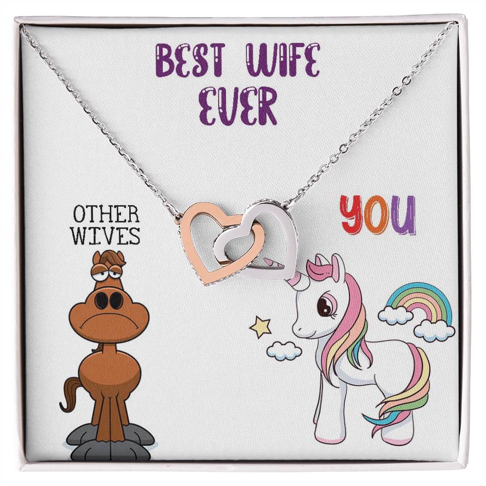 Necklace Gift For Wife Best Wife Ever Jewelry Mother&#39;S Day Gift For Wife Birthday Present Annivesary Gift Interlocking Hearts Necklace