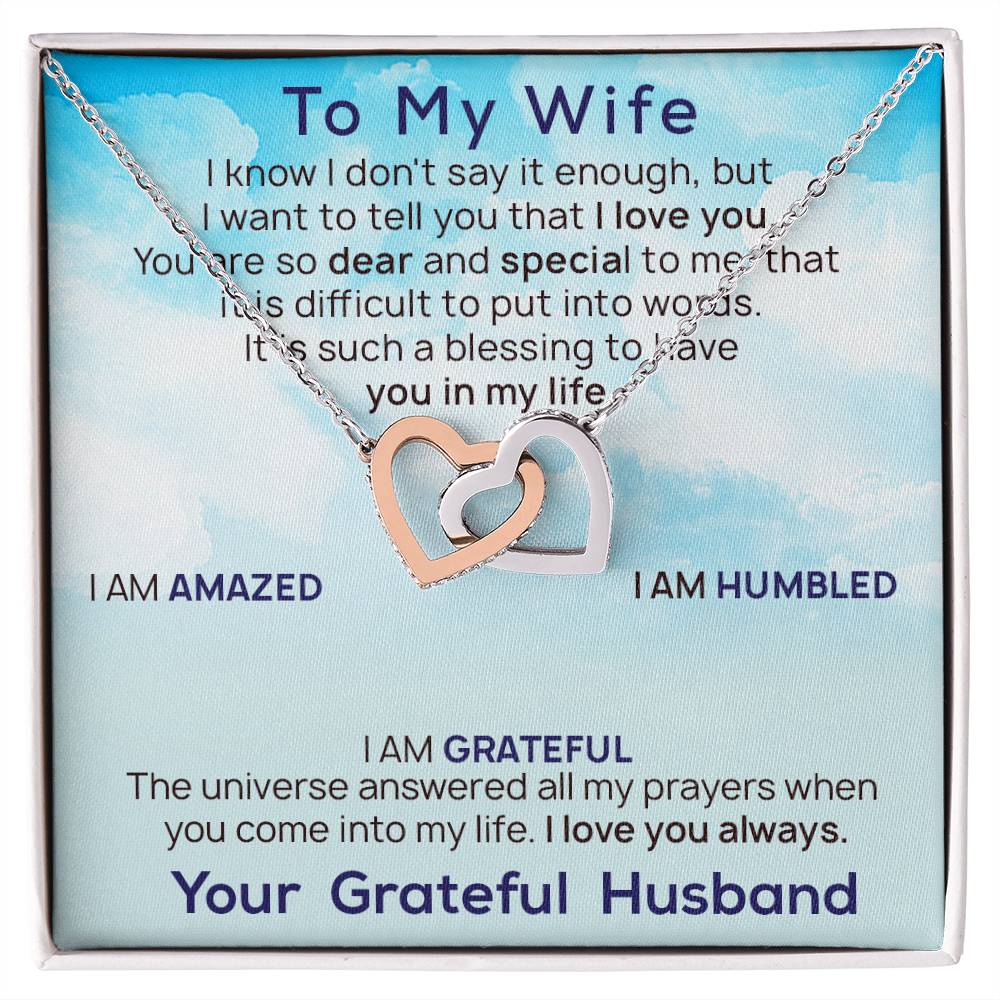 To My Wife Necklace Birthday Gift For Wife Valentine Gift For Wife Anniversary Gifts Necklace For Wife Appreciation Gift For Wife Interlocking Hearts Necklace