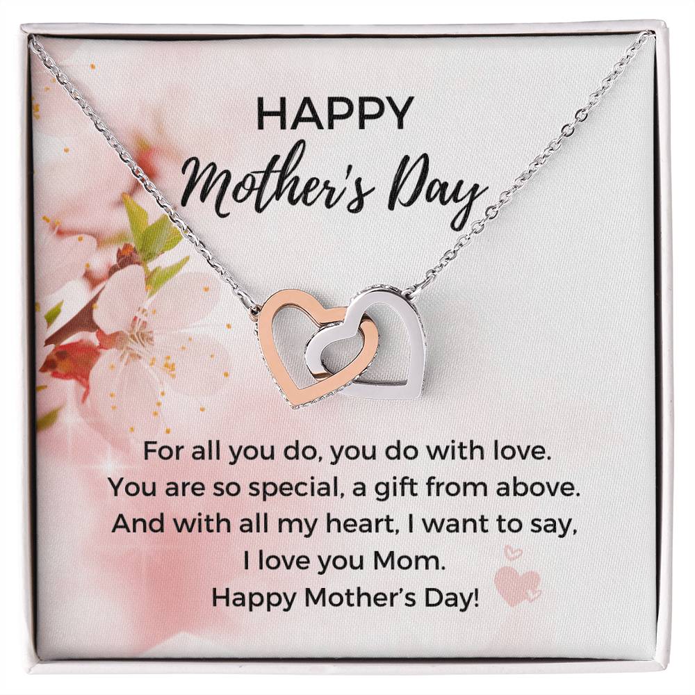 Mother'S Day Heart Necklace - 316 Steel With 18K Rose Gold Finish And Cubic Zirconia Stones - In The U.S.A. 🇺🇸 Interlocking Hearts Necklace