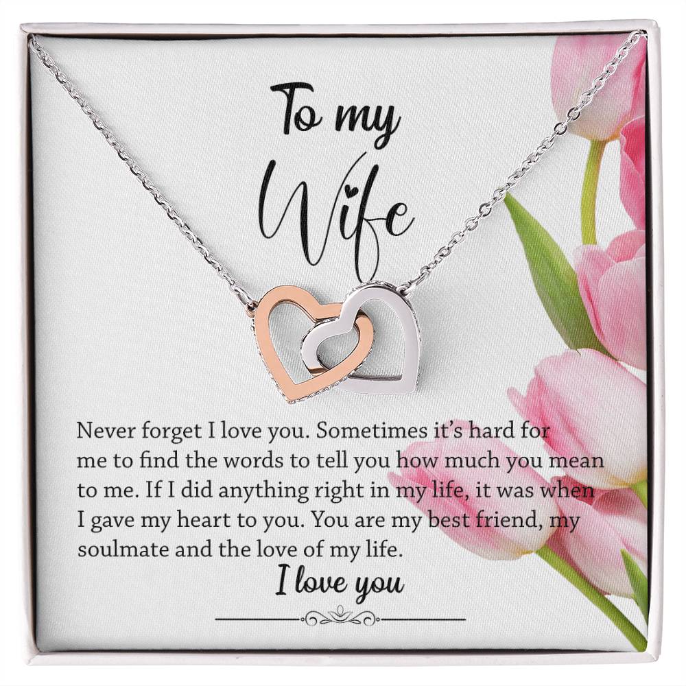 Interlocking Hearts - Pink Tulips Interlocking Hearts Necklace