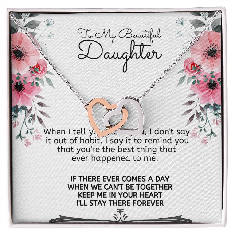 To My Daughter-Interlocking Hearts Necklace