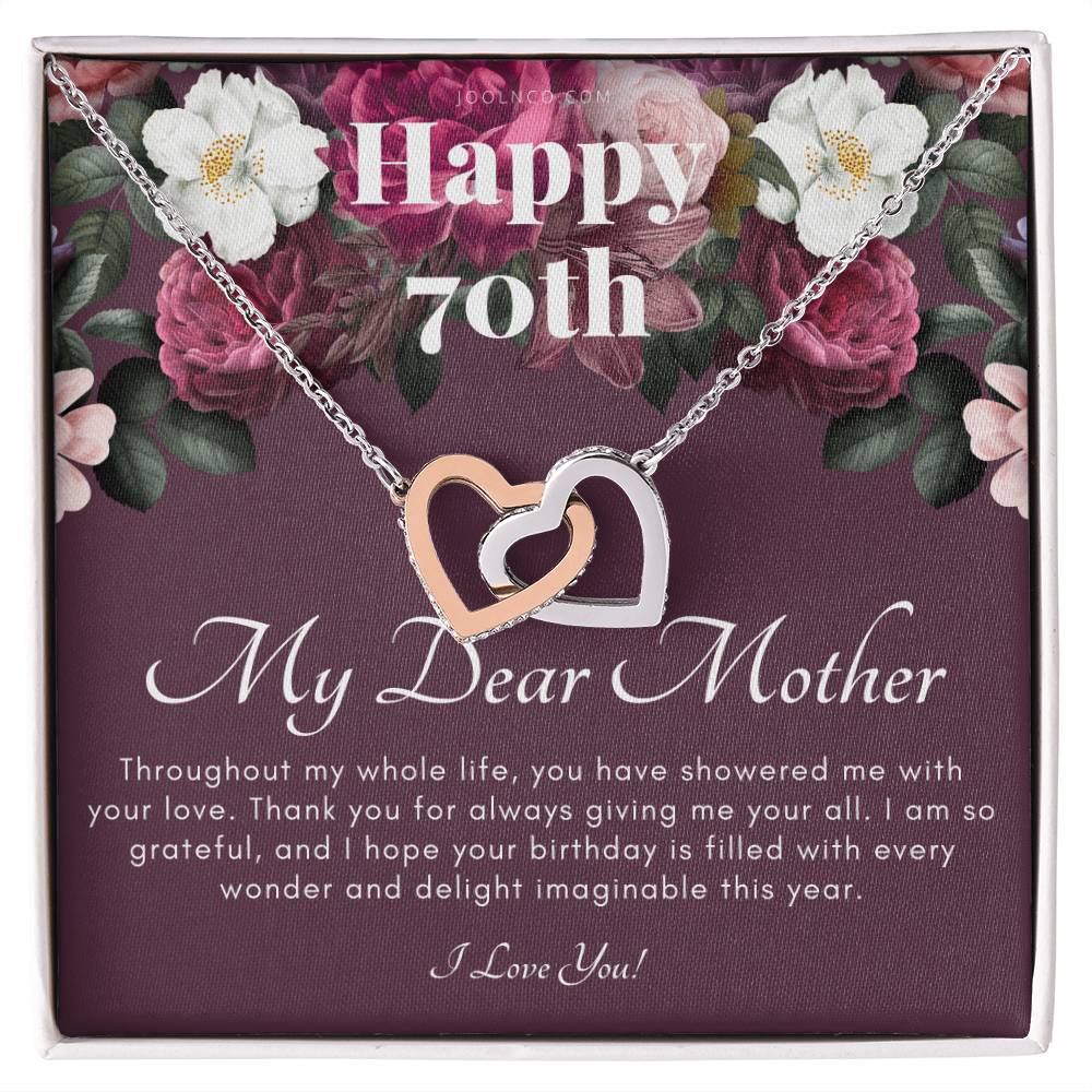 Mother&#39;S 70Th Birthday Gift Gift For Mom On Her Birthday Gift For Mom From Daughter &amp; Son Mom Necklace Best Mom Gift Message Card Interlocking Hearts Necklace