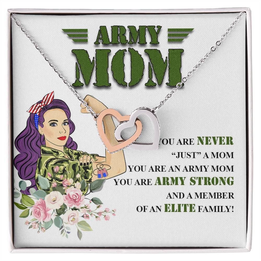 Army Mom Gift - Strong Mom - The Interlocking Heart Necklace Interlocking Hearts Necklace