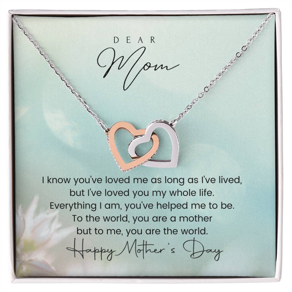 You Are The World Mother&#39;S Day Double Hearts Interlocking Hearts Necklace