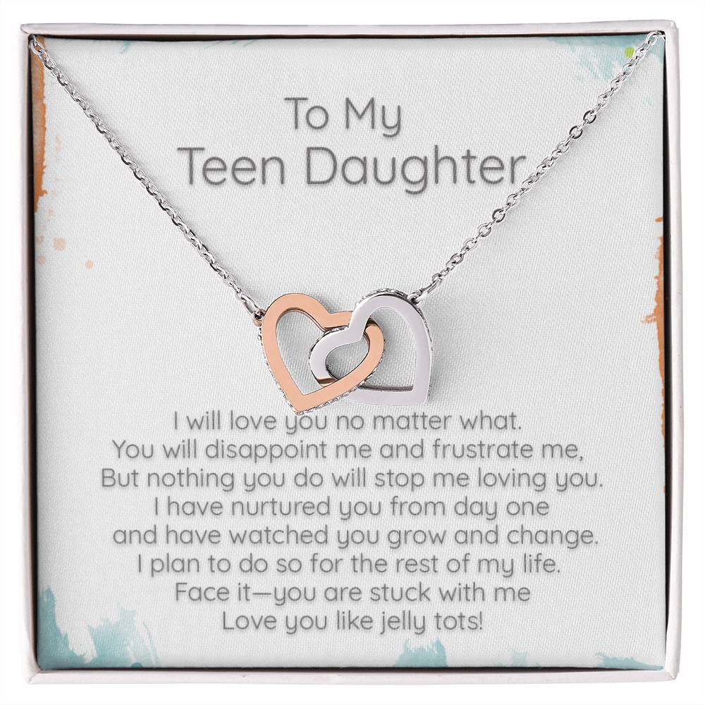 Teen Daughter I Love You No Matter What - Locked Hearts Necklace Interlocking Hearts Necklace