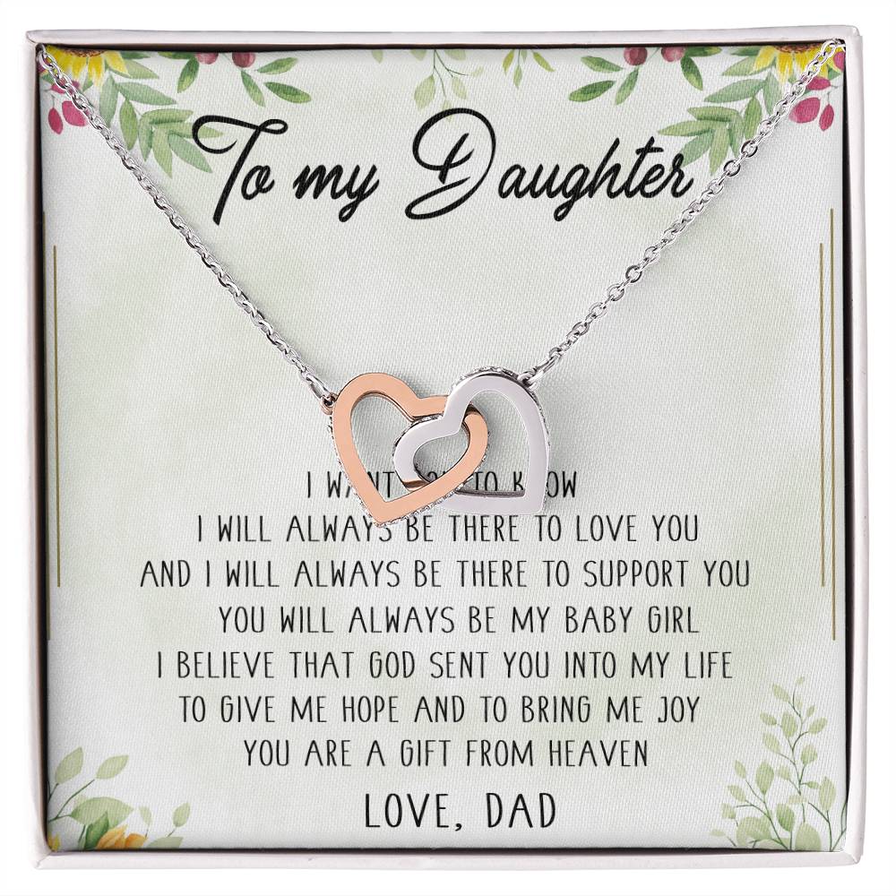 To My Daughter Interlocking Hearts Necklace Message Card