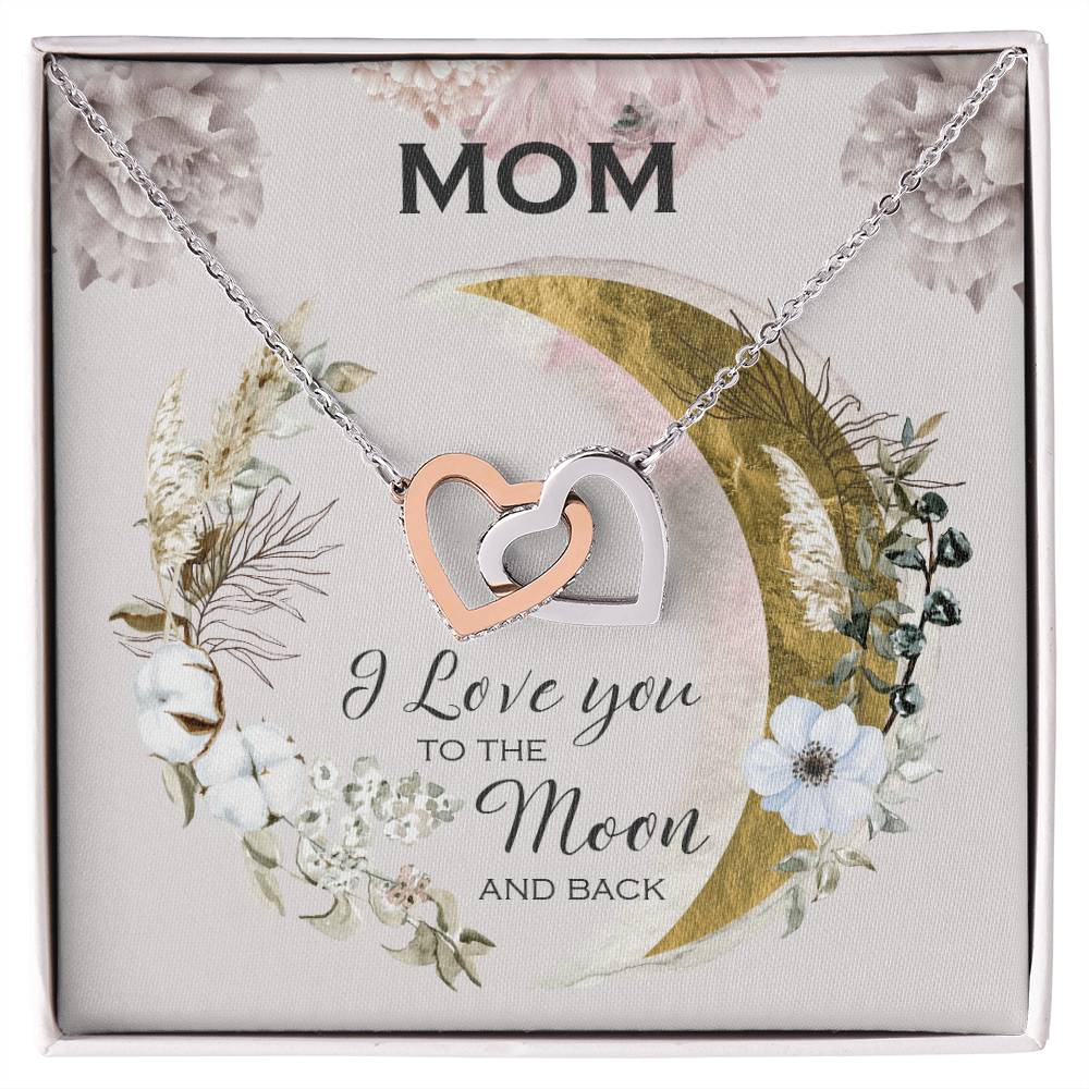 Birthday Gift From Daughter Gift For Mom I Love You To The Moon And Back Necklace For Mom Mother&#39;S Day Gift Women&#39;S Jewelry Interlocking Hearts Necklace