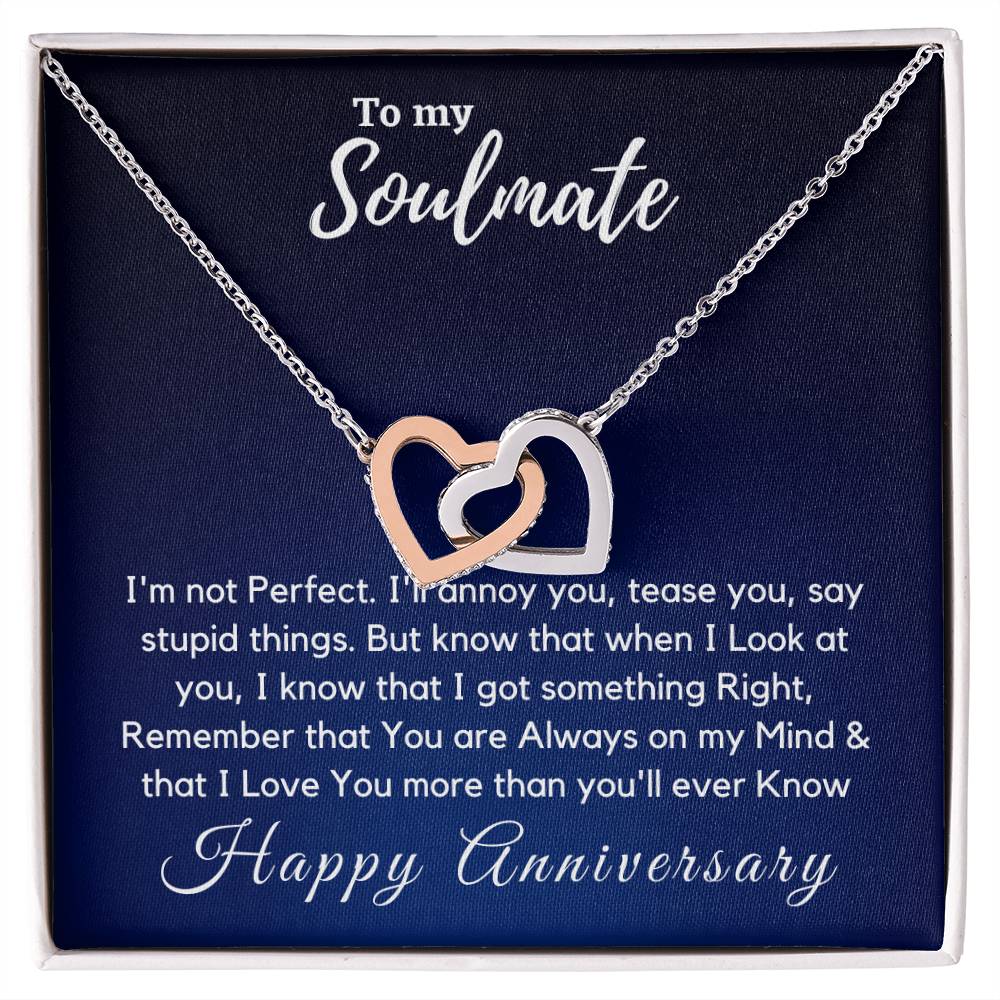 On You&#39;Re Always On My Mind Necklace - Anniversary Gift For Her Interlocking Hearts Necklace