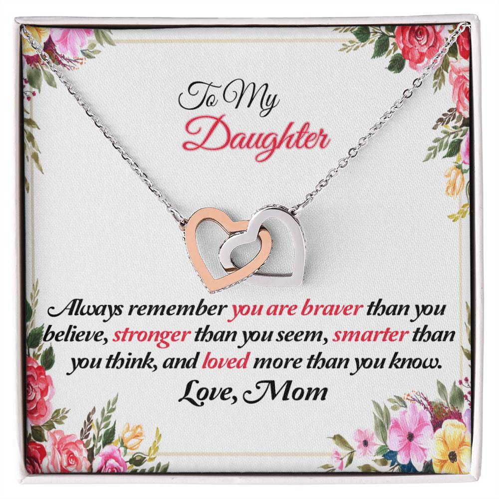 To My Daughter Joined Hearts Pendant Necklace Interlocking Hearts Necklace