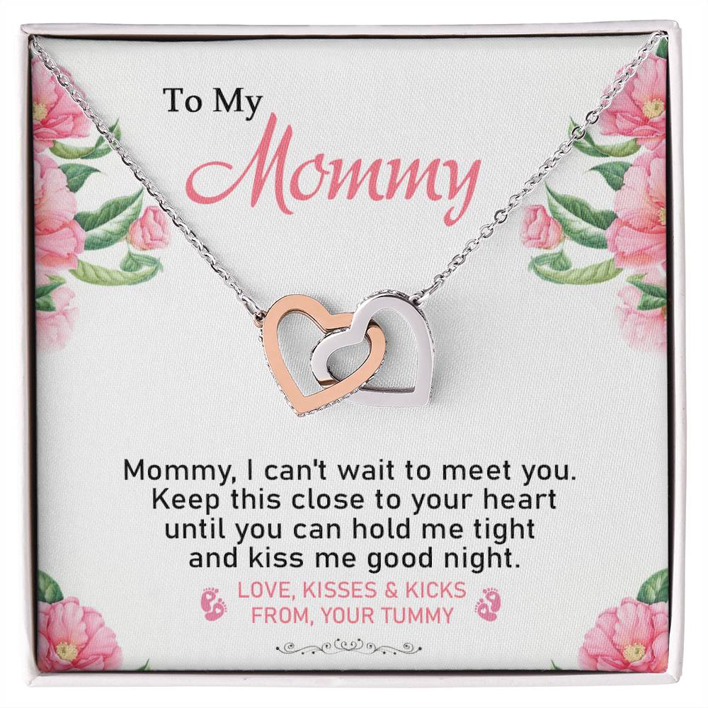 To My Mommy - From Your Tummy - Pregnancy Gift - Mother'S Day Gift - Luxury Necklace Interlocking Hearts Necklace