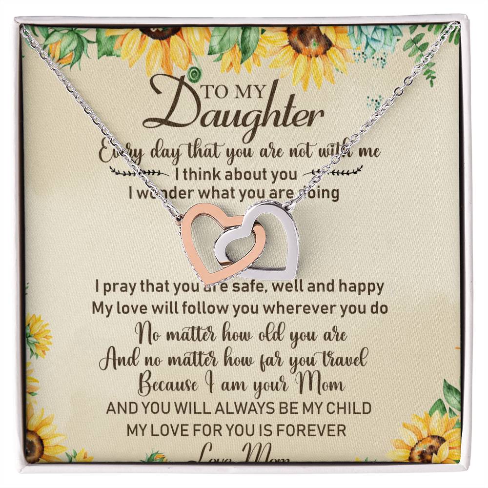 To My Daughter Interlocking Hearts Necklace Message Card