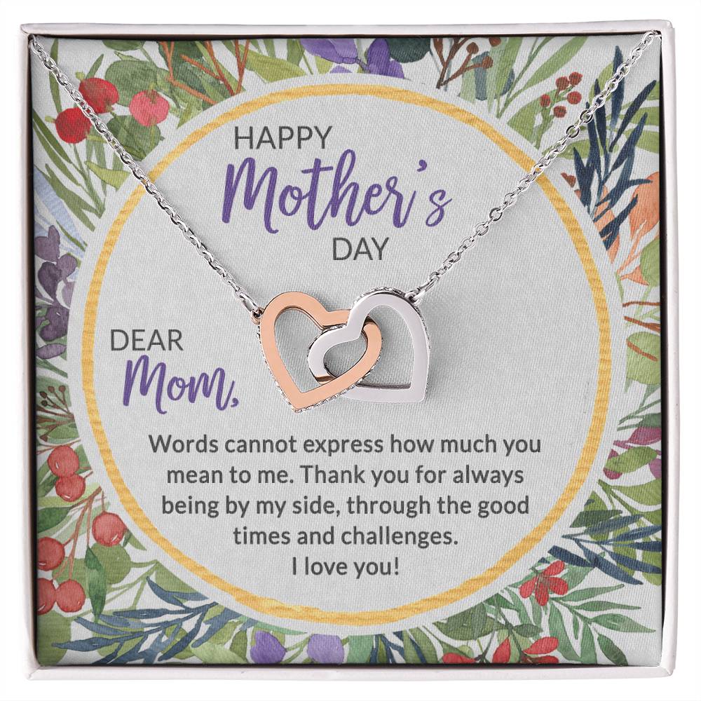 Mother'S Day Collection Interlocking Hearts Necklace - Floral Celebration !