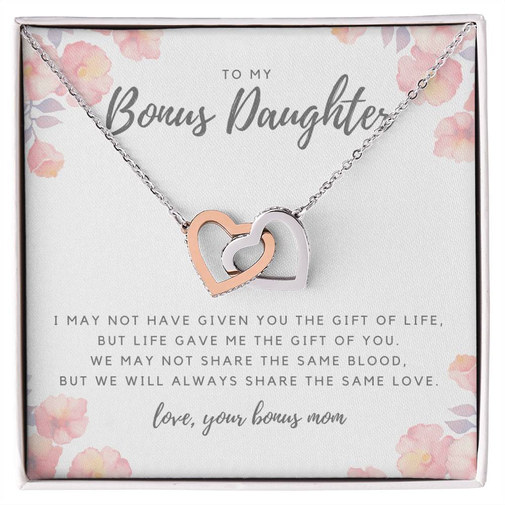 To My Bonus Daughter Necklace Interlocking Hearts Necklace