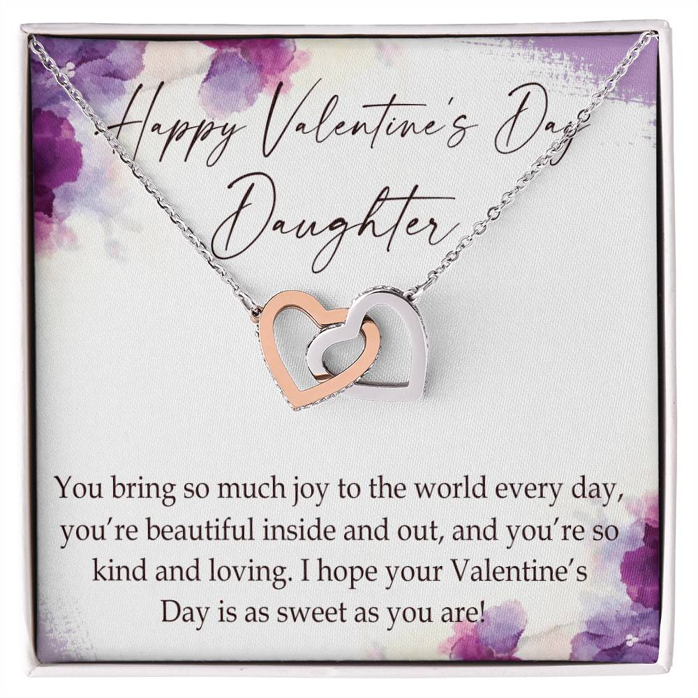 Happy Valentine'S Day Daughter Interlocking Hearts Necklace Message Card