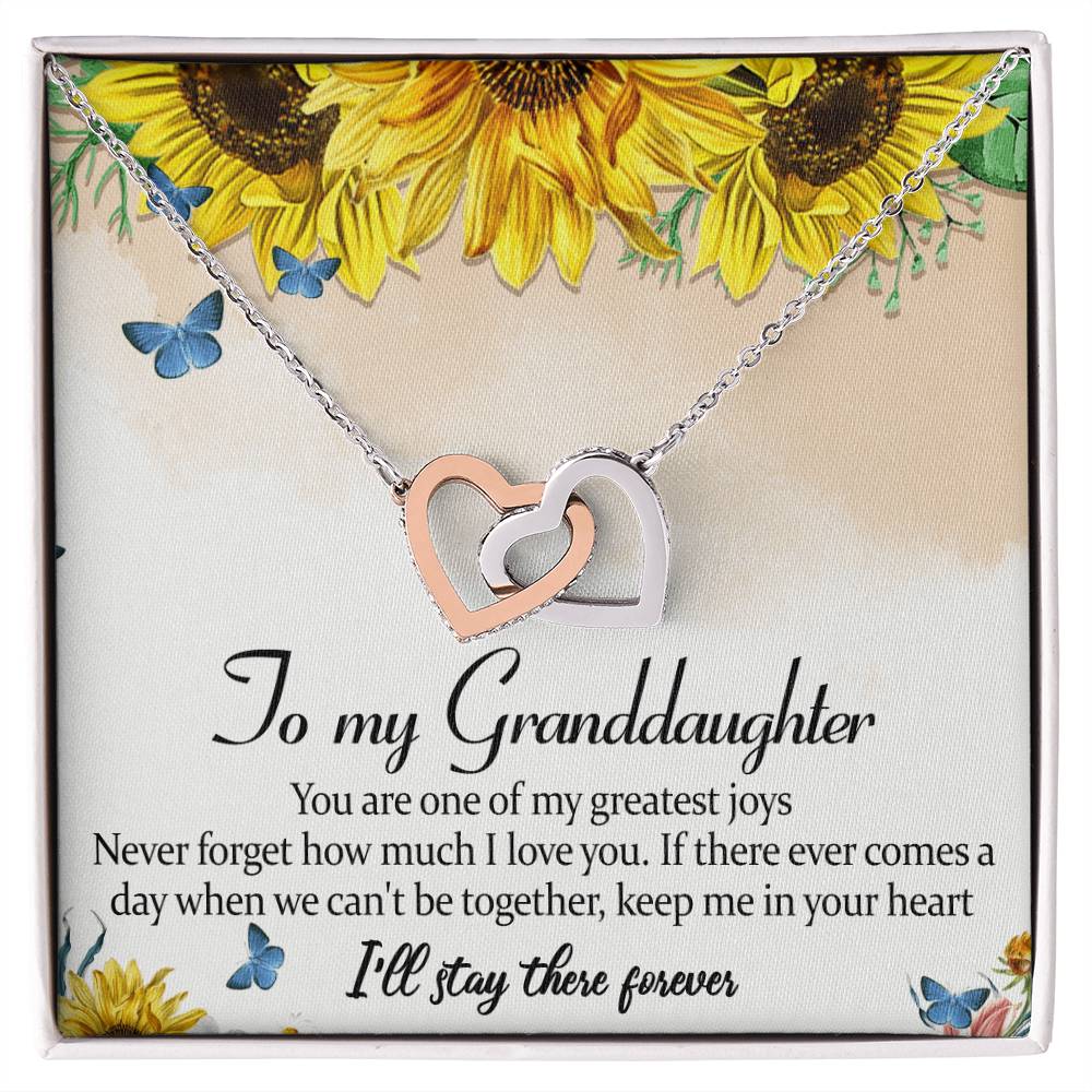 To My Granddaughter Interlocking Hearts Necklace Message Card