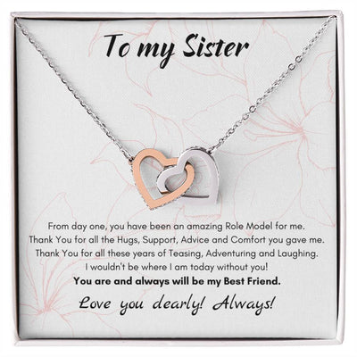 To My Sister Interlocking Hearts Necklace