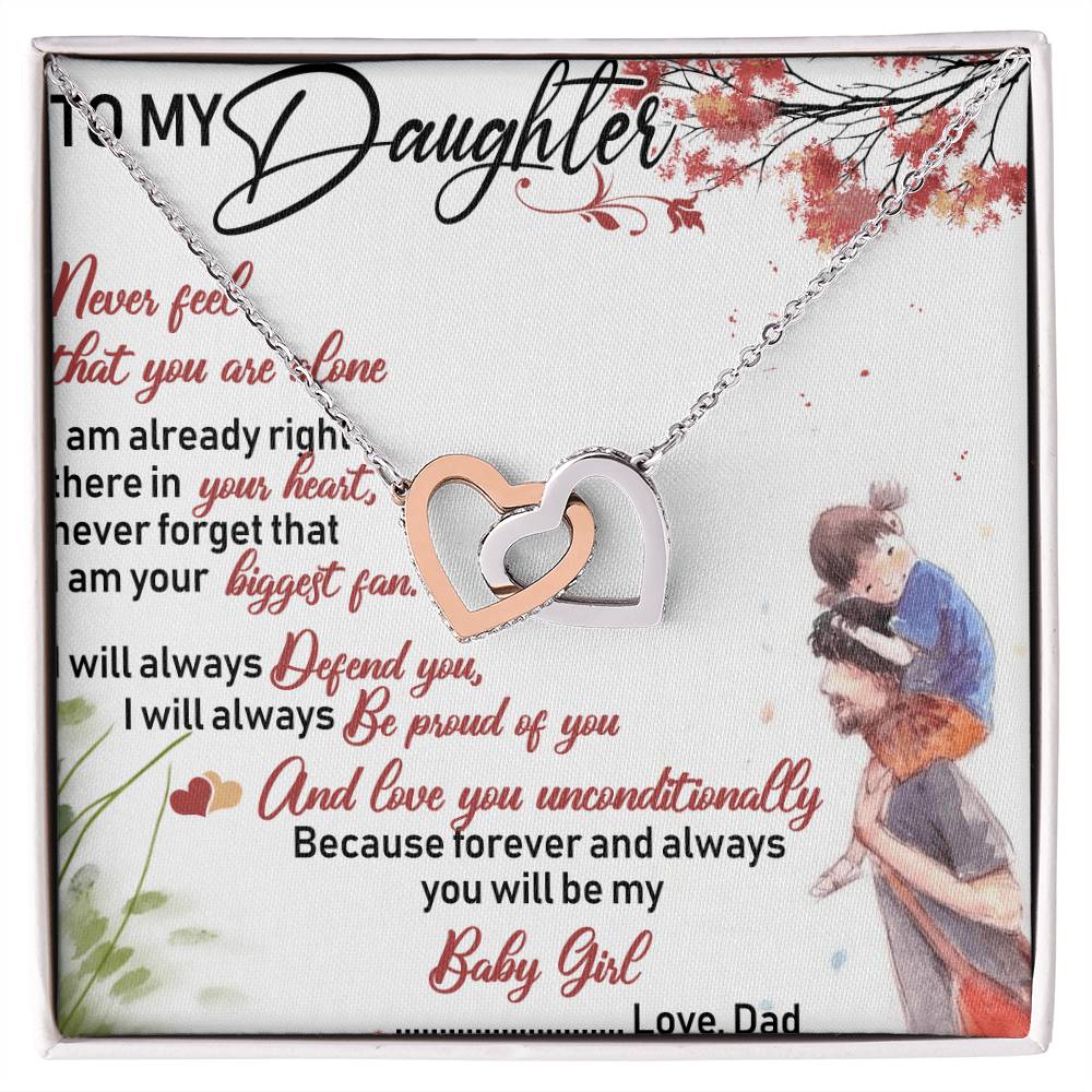 To My Daughter Interlocking Hearts Necklace Message Card