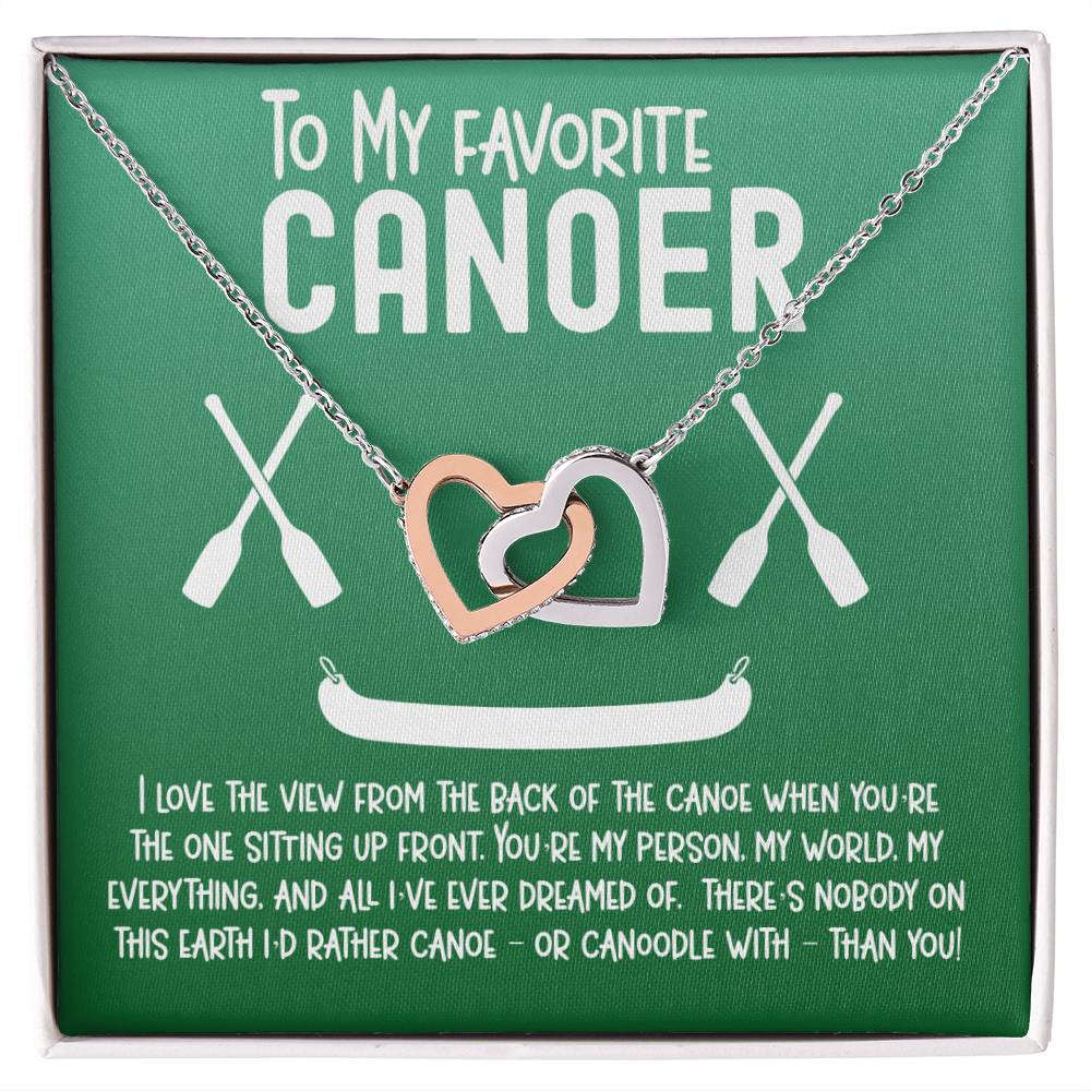 To My Favorite Canoer - Perfect Gift For Outdoors Woman - Interlocking Hearts Interlocking Hearts Necklace