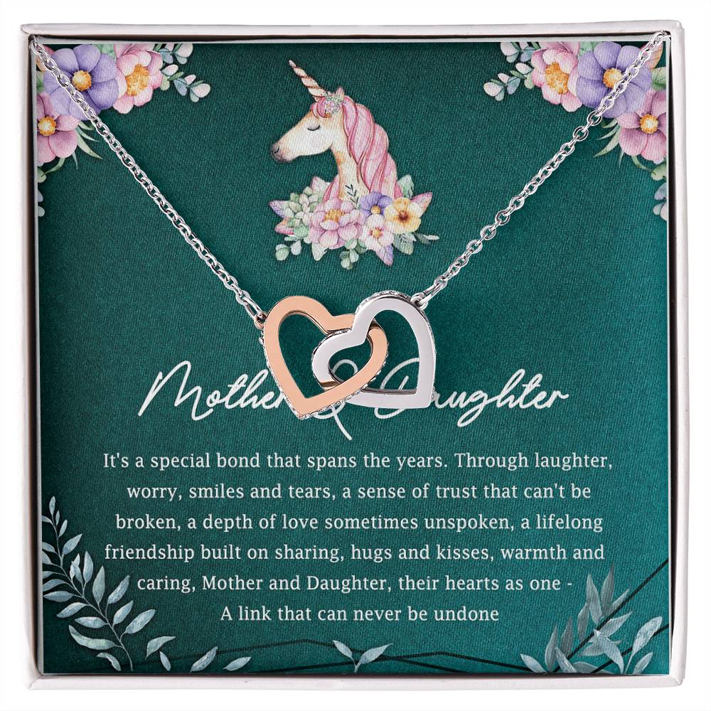 Mother And Daughter Their Hearts As One Interlocking Hearts Necklace Mother&#39;S Day Message Card