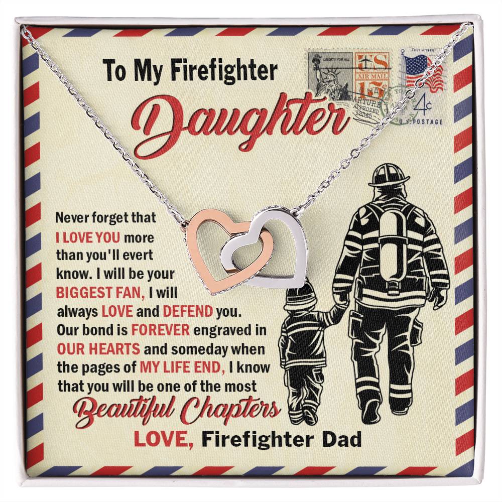 Firefighter Daughter Gift To Firefighter Daughter Gift From Dad Firefighter Daughter Necklace Interlocking Hearts Necklace