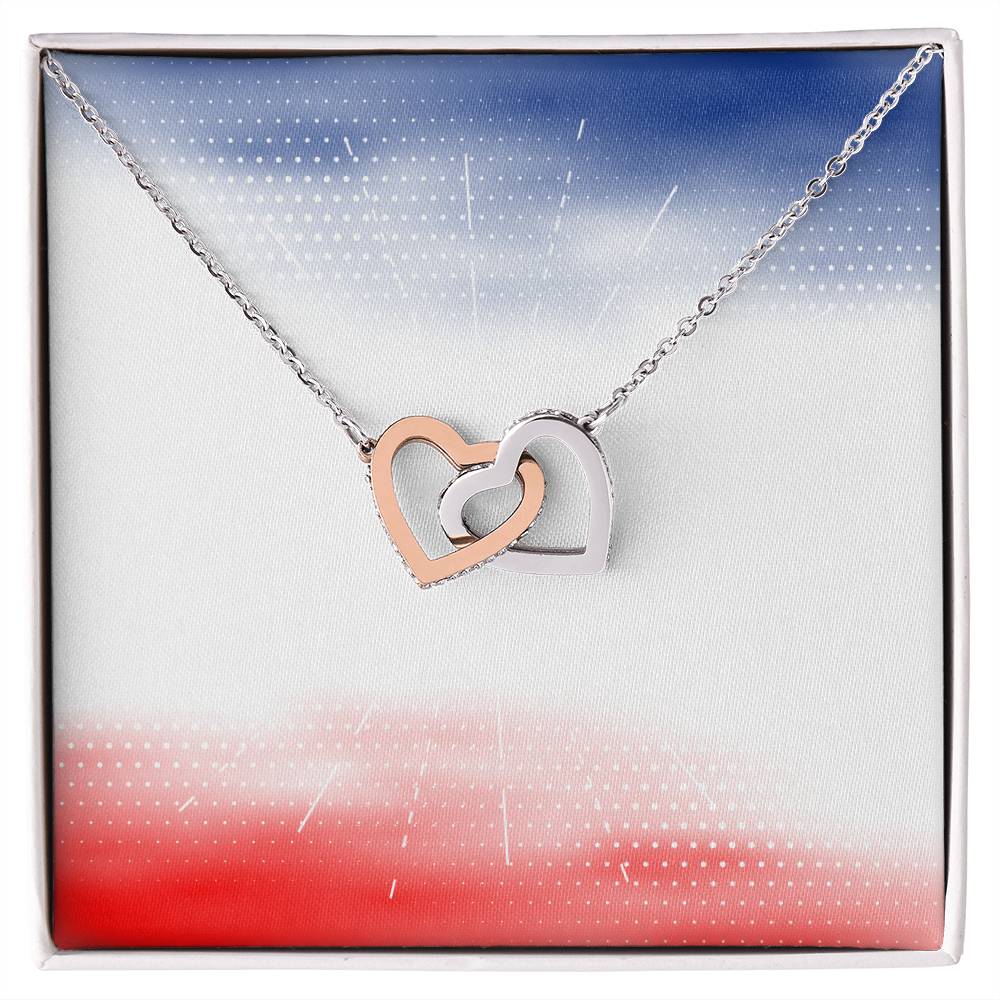 4Th Of July American Flag Vintage Usa Men Women Patriotic Interlocking Hearts Necklace