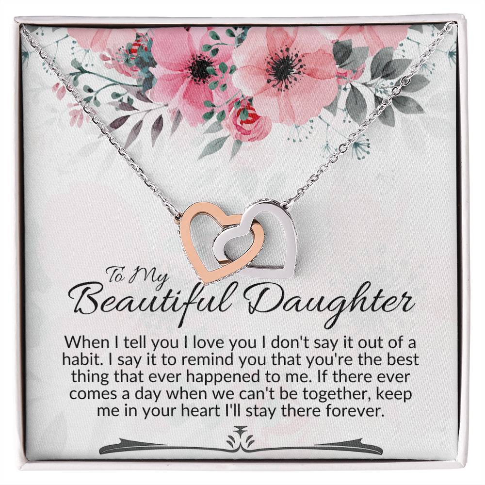 Interlocking Heart Necklace-To My Beautiful Daughter Interlocking Hearts Necklace