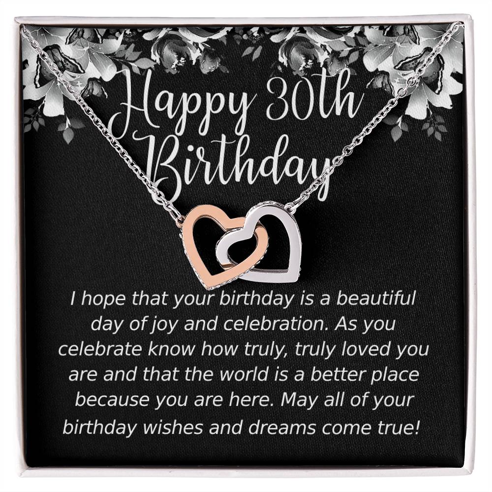 Happy Birthday 30 Year Old 1 Interlocking Hearts Necklace