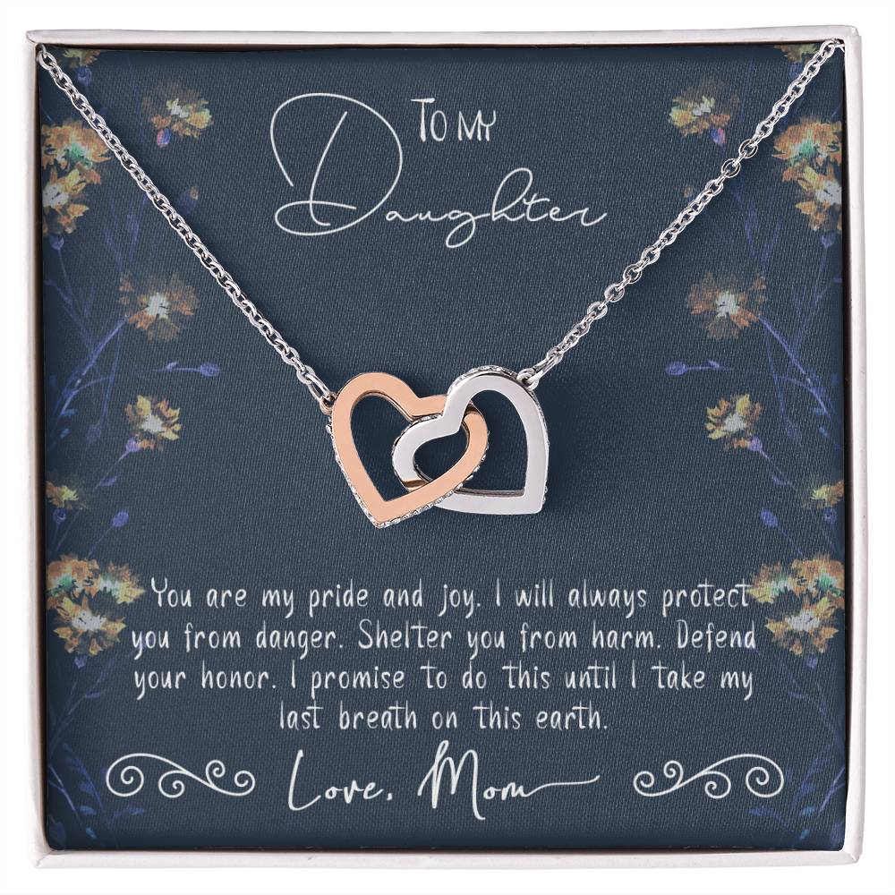 To My Daughter Gift From Mom Interlocked Hearts Necklace Set Free Message Card Birthday Gift Just Because Gift To Daughter Interlocking Hearts Necklace