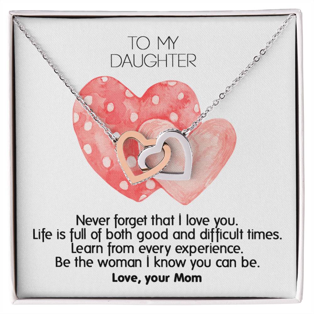 Never Forget That I Love You - Unique Gift For Daughter Interlocking Hearts Necklace