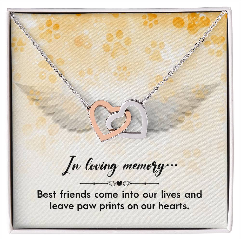 Heart Necklace In Loving Memory Sympathy Gift Pet Loss Dog Memorial Gift Cat Loss Memorial Gifts For Pets Necklace Remembrance Gift Interlocking Hearts Necklace