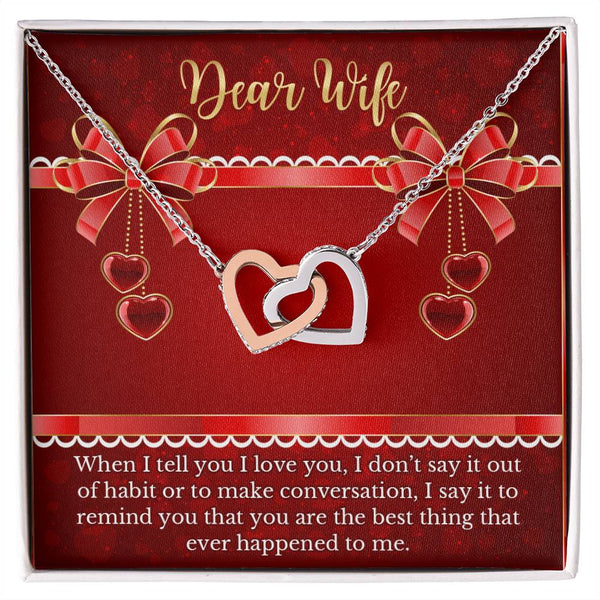 Gift For Wife - Anniversary Gift For Soulmate Interlocking Hearts Necklace