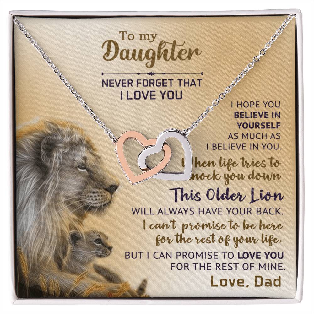 Interlocking Hearts Necklace - Lions &amp; Never Forget Collection - Gift For Daughter From Dad