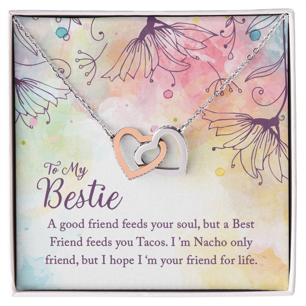 To My Bestie - A Good Friend Feeds Your Soul - Interlocking Hearts Necklace