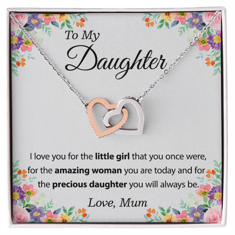 To My Daughter Necklace From Mom - Mother Daughter Necklace Set Of Interlocking Hearts Necklace