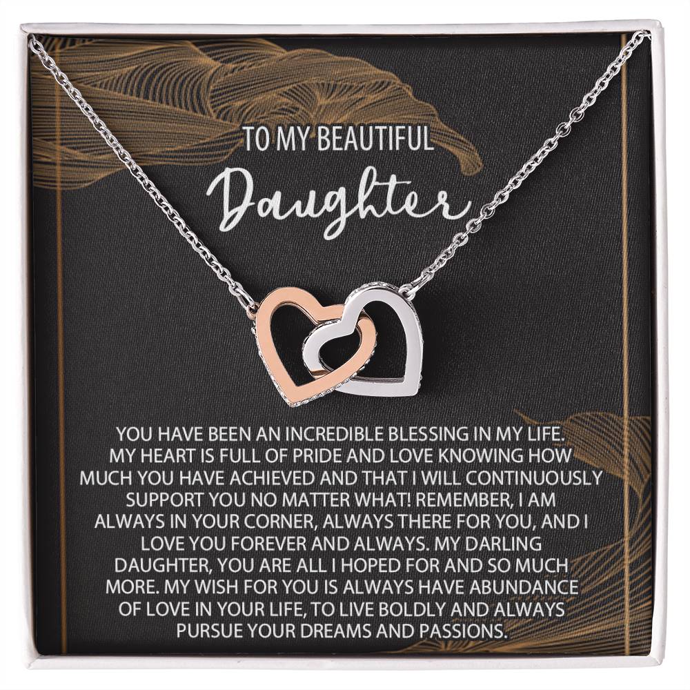 Daughter Necklace Gift Daughter Birthday Necklace To My Beautiful Daughter Interlocking Hearts Necklace Daughter Necklace Gift From Mom