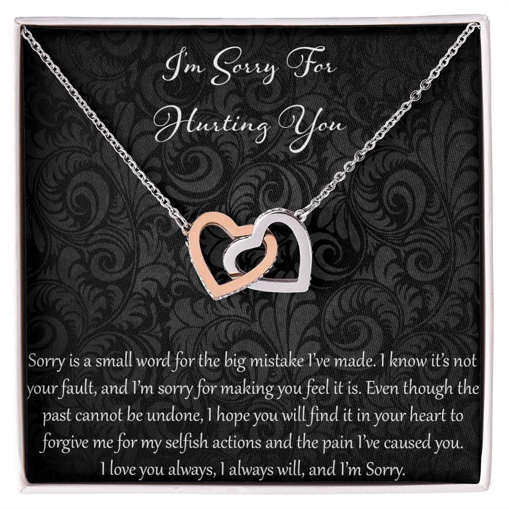 I&#39;M Sorry For Hurting You Interlocking Hearts Necklace