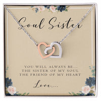 Soul Sister Necklace With Card Best Friend Gift Personalized Gift For Best Friend Birthday Interlocking Hearts Necklace