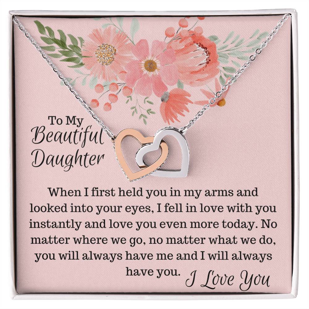 To My Beautiful Daughter - Interlocked Hearts Interlocking Hearts Necklace