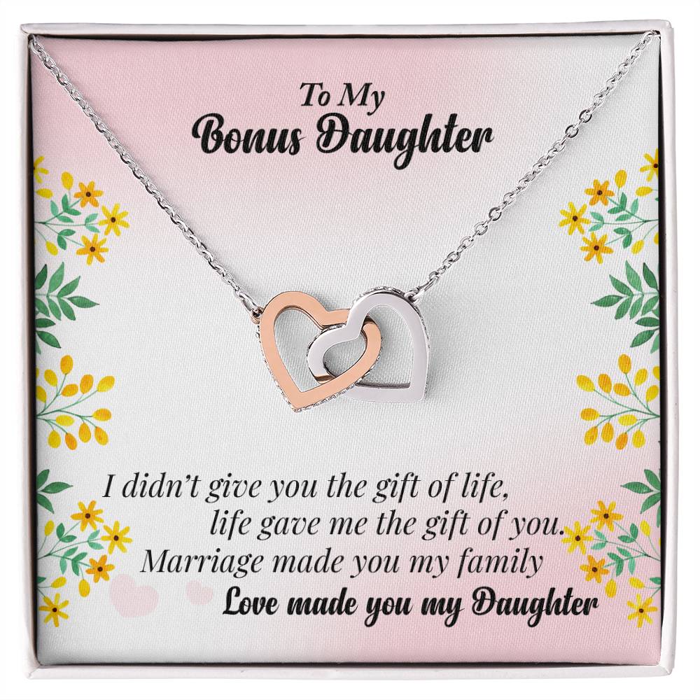 To My Bonus Daughter Interlocking Hearts Necklace