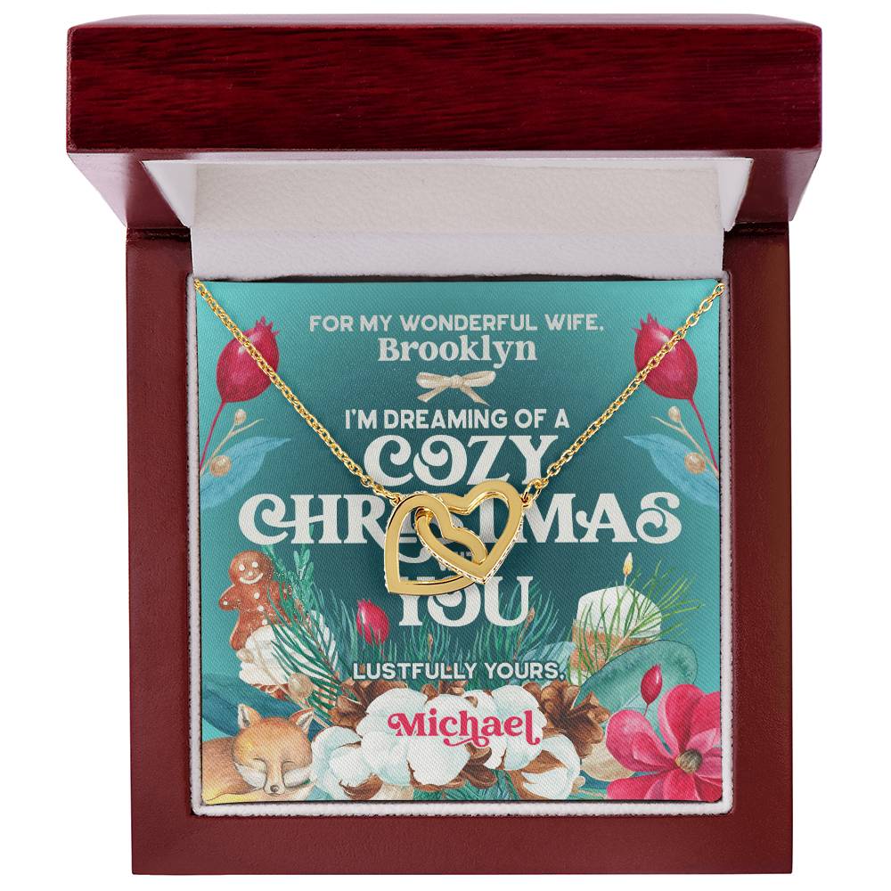 Husband To Wife - I'M Dreaming Of A Cozy Christmas You - Customizable Christmas Gift Interlocking Hearts Necklace