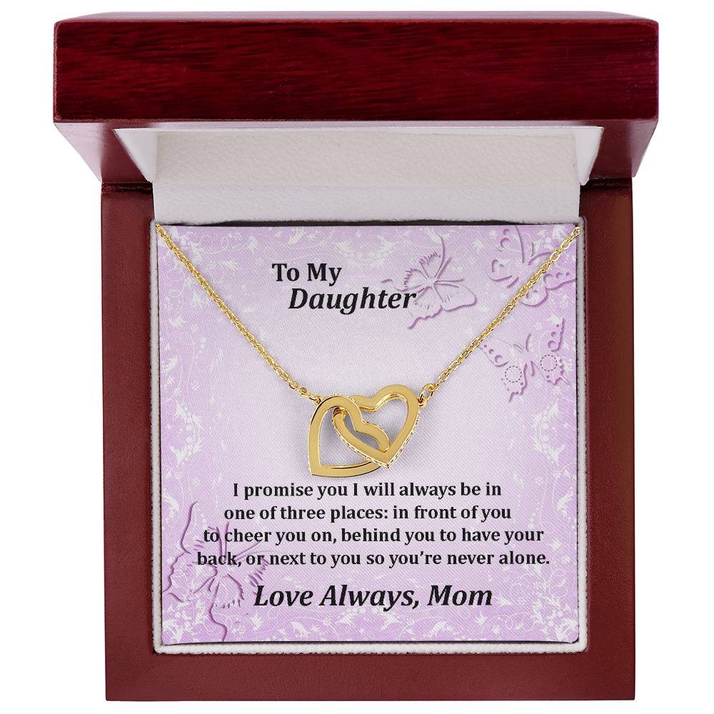 To My Daughter Always With You Never Ending Love Hearts Necklace Love Mom Interlocking Hearts Necklace