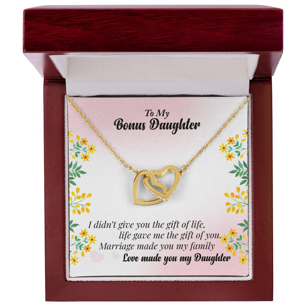 To My Bonus Daughter Interlocking Hearts Necklace