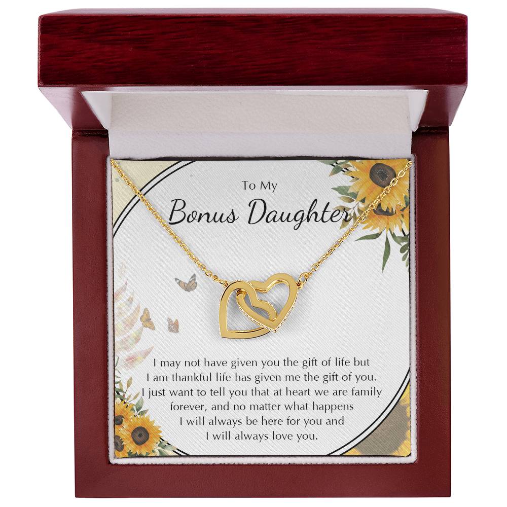 To My Bonus Daughter Necklace Stepdaughter Jewelry Stepdaughter Birthday Gift Interlocking Hearts Necklace
