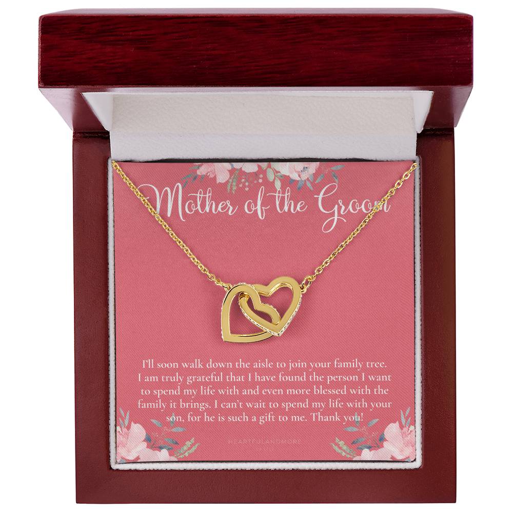 Mother Of The Groom Gift Necklace Wedding Gift Bridal Party Rehearsal Dinner Man Of My Dreams Parent Of Groom Mother In Law Gift Interlocking Hearts Necklace